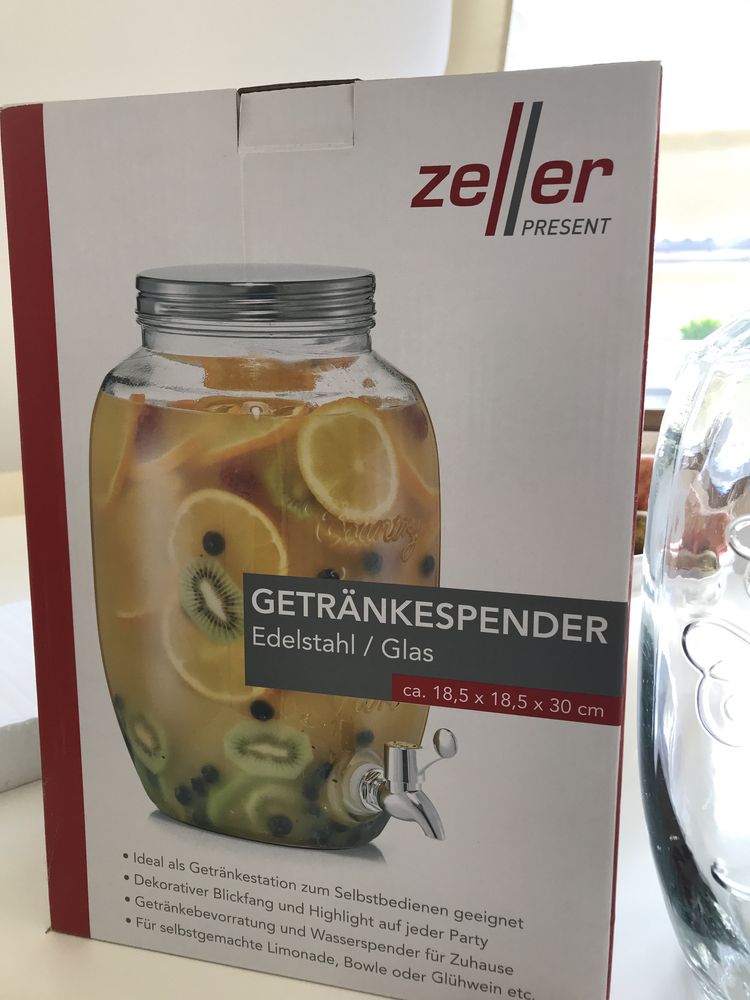 Dzban dzbanek pojemnik słój szklany do napojów kranem kranikiem Zeller