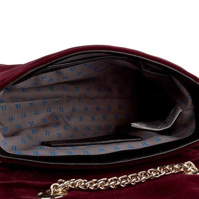 Женская бархатная сумочка TRUSSARDI JEANS бордового цвета