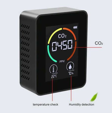 Датчик углекислого газа СО2, влажности и температуры (чёрный)