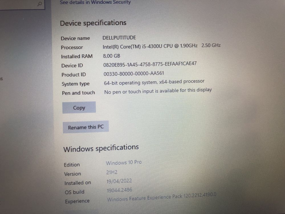 Portátil Dell Latitude E7240 Intel core i5 4300U SSD