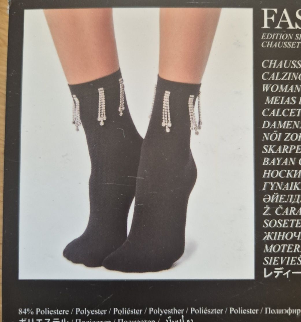 Skarpety Calzedonia czarne dżety special edition kryształki one size