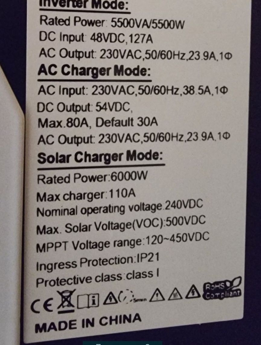 Инвертор гибридный Daxtromn 5.5kw, 48v