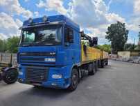 Ciężarówka burtowa DAF AS 95 XF z HDS + przyczepa (zestaw)