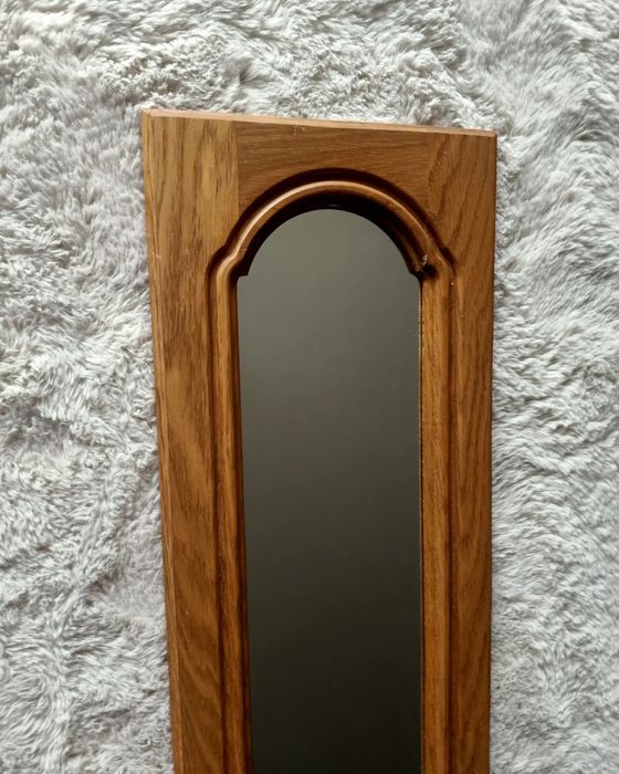 Stare długie lustro drewniane brązowe Vintage retro PRL