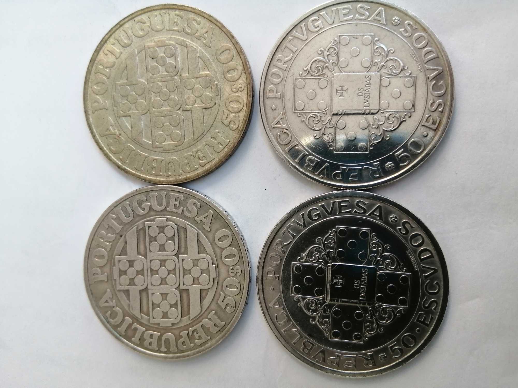 4 moedas de prata de 50 escudos, belas.