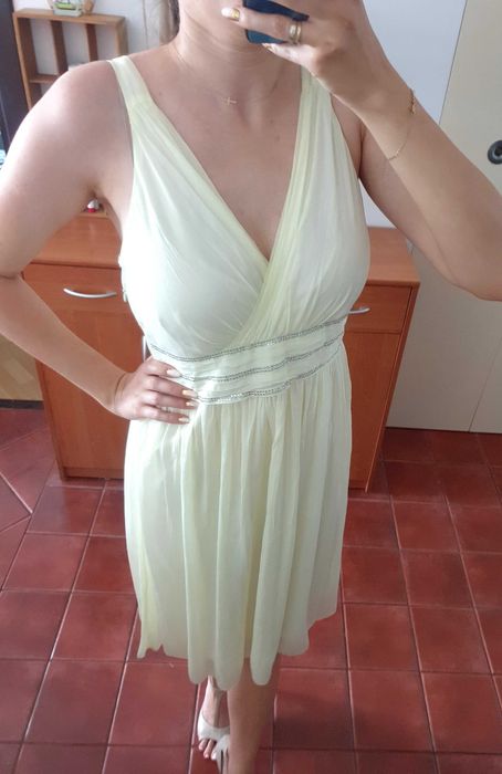 Nowa sukienka M 38 kopertowa żółta ciążowa komunia chrzciny wesele