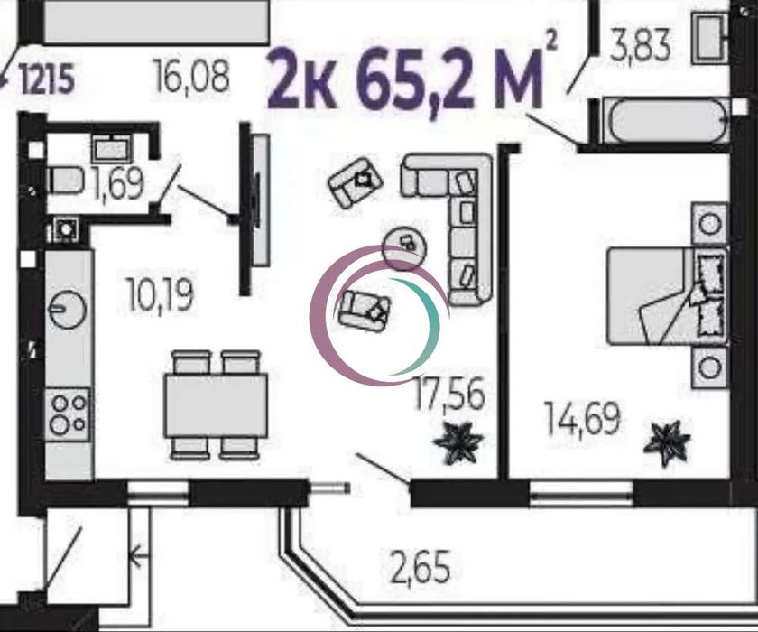 Продаж 2-к. квартири площею 65м2 в ЖК Долішній