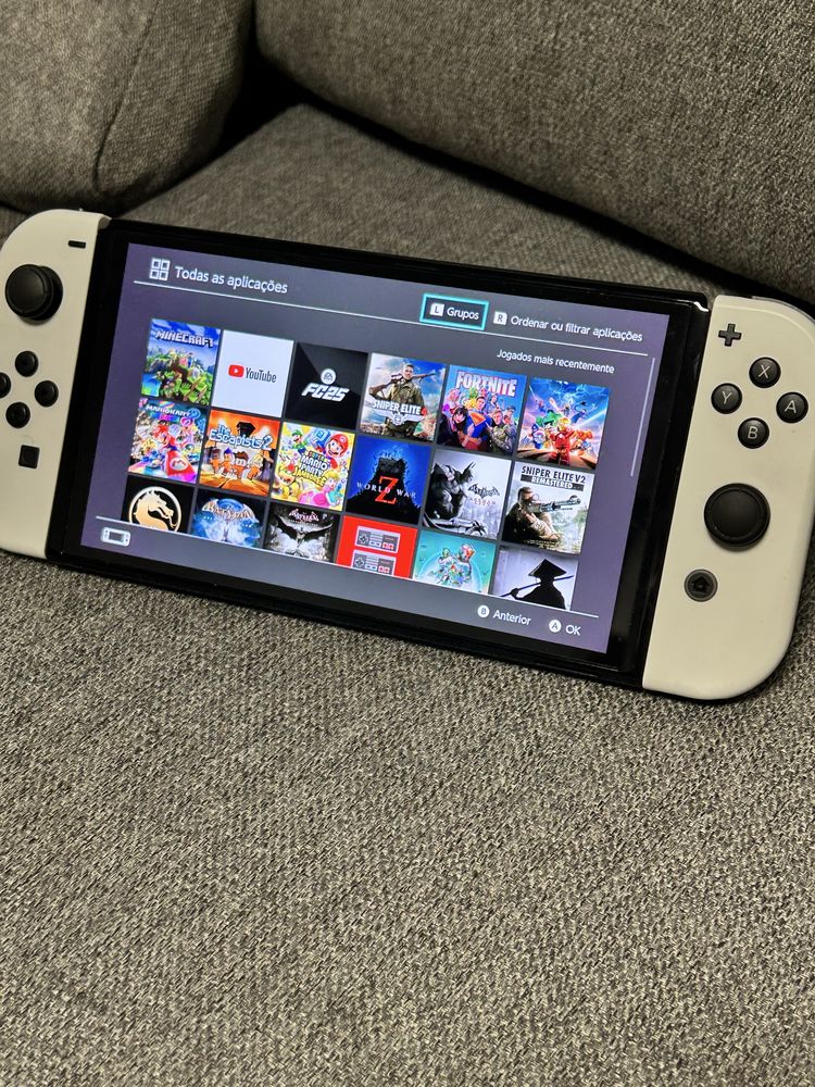 Nintendo switch oled + 26 jogos + cartão sd de 256 g + acessórios