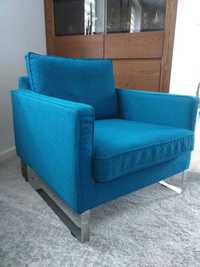 Fotel nowoczesny (IKEA), turkusowy,  ze zdejmowanym pokryciem