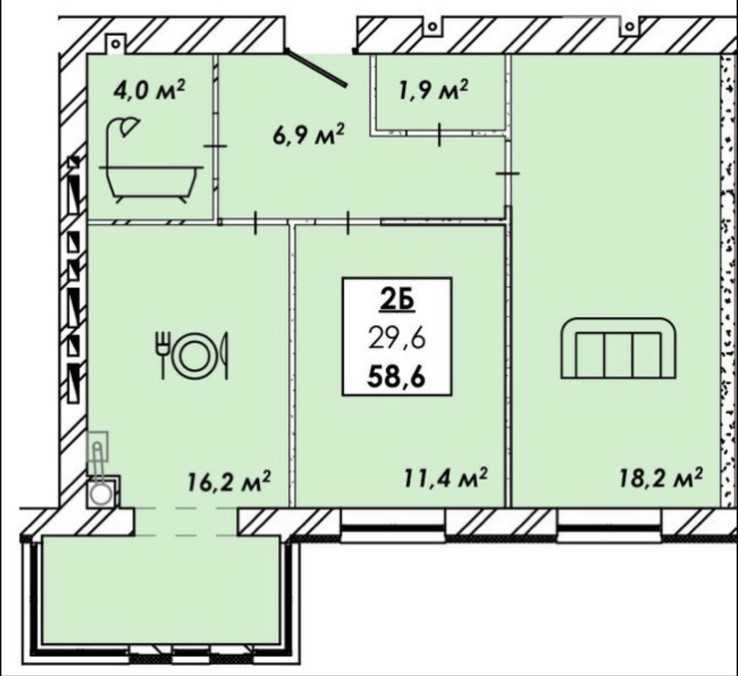 Продаж 2 кімнатної квартири в ЖК «Рідний Дім».