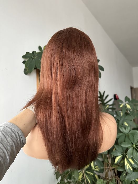 Kasztanowa brazowa peruka wlosy naturalne ludzkie