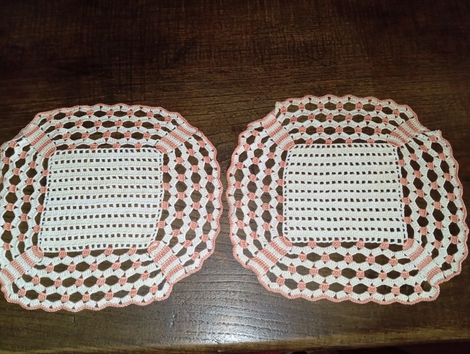 Conjunto Naperons Rectangulares Crochê Artesanais Vintage