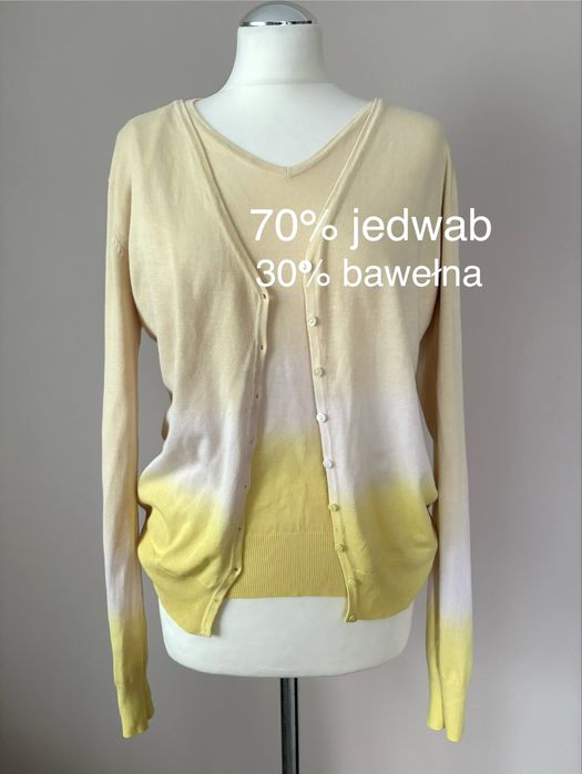 Sweter komplet Bliźniak jedwabny  kardigan i bluzka rozmiar XL