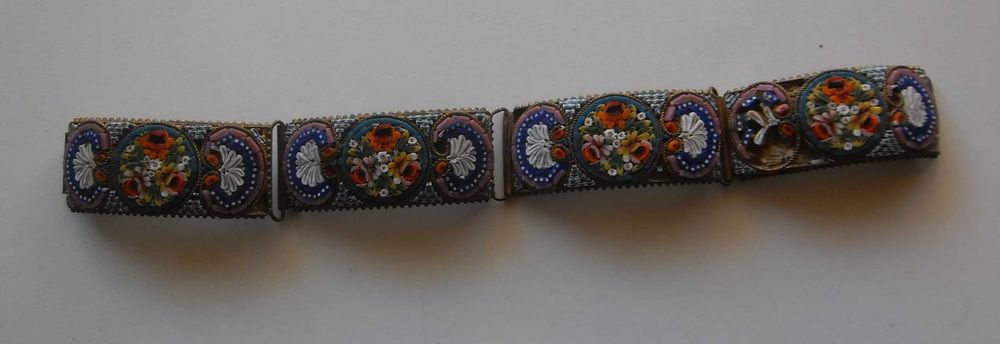 RARA! INVULGAR! Pulseira Antiga feita à mão em micromosaico italiano