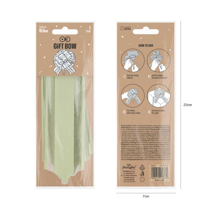 Kokarda ściągana matowa 15,5cm/5cm PASTELOWA OLIWKOWA