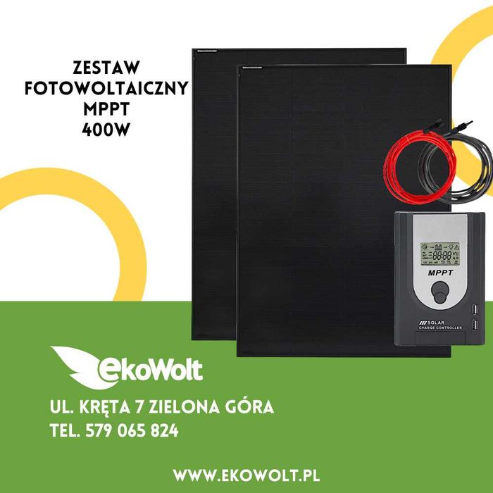 Zestaw solarny 400W na kamper, przyczepę, jacht