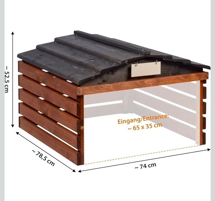 Dobar 56193E garaz dla robota Domek, Drewno, Brązowy/Czarny, 78,5 x 74