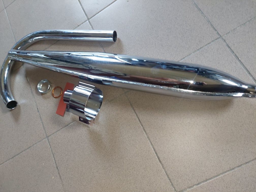 Nowy Polski kpl wydech rura tlumik kolanko wsk125 m06-b1 chrom