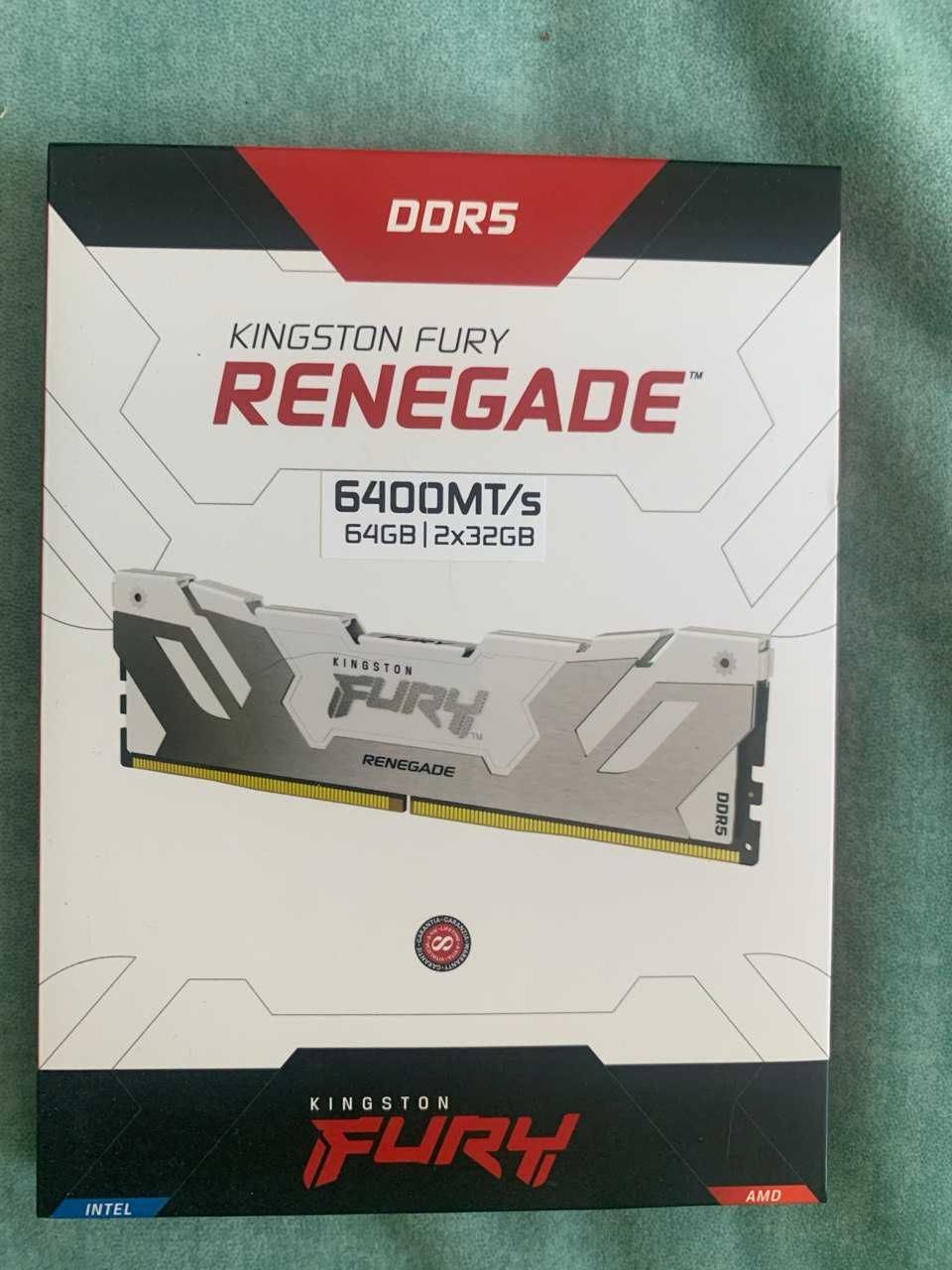 Пам'ять для ПК Kingston FURY 64 GB (2x32GB) DDR5 6400 Renegade Silver