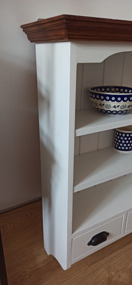 Półka, szafka kuchenna wisząca z szufladami i haczykami