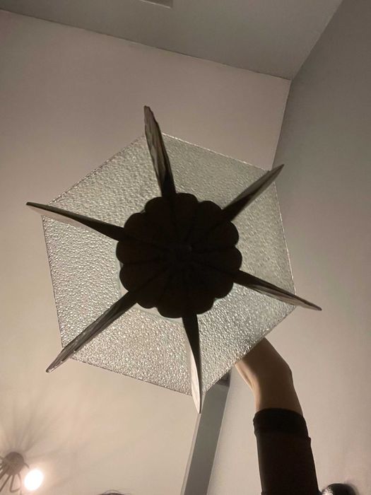 Lampa wisząca vintage drewno + szkło