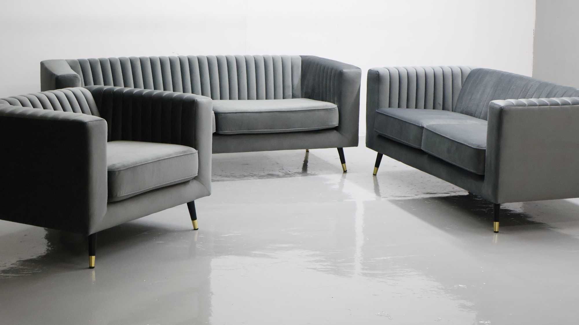 TAB nowy fantastyczny komplet 3+2+1 SOFA KANAPA zestaw welur  VELLUTTO