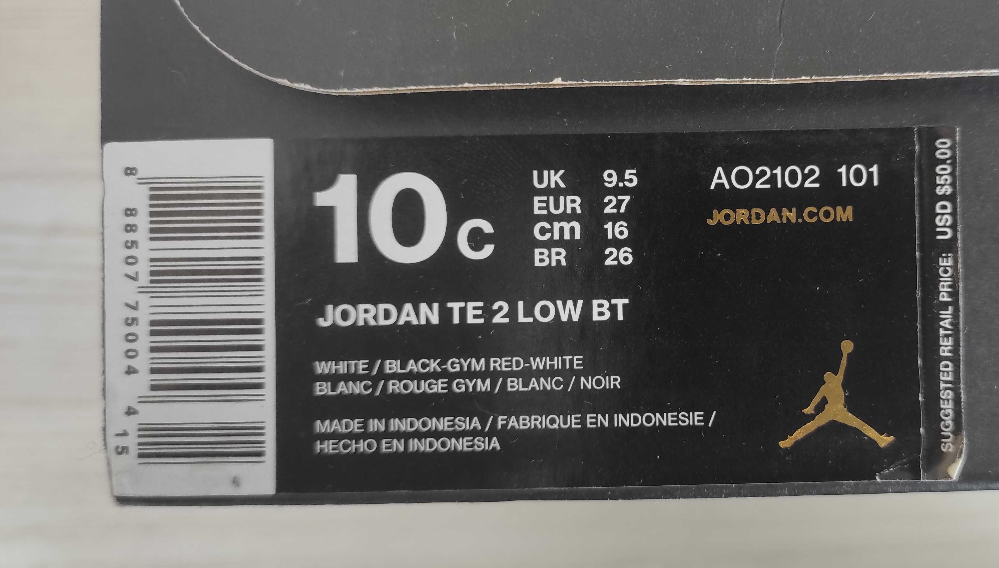 Кроссовки детские Jordan TE 2 Low BT  UK 9.5  оригинал
