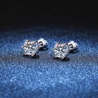 Жіночі сережки-гвоздики з діамантами з муассанітом преміум-класу 0,5ct