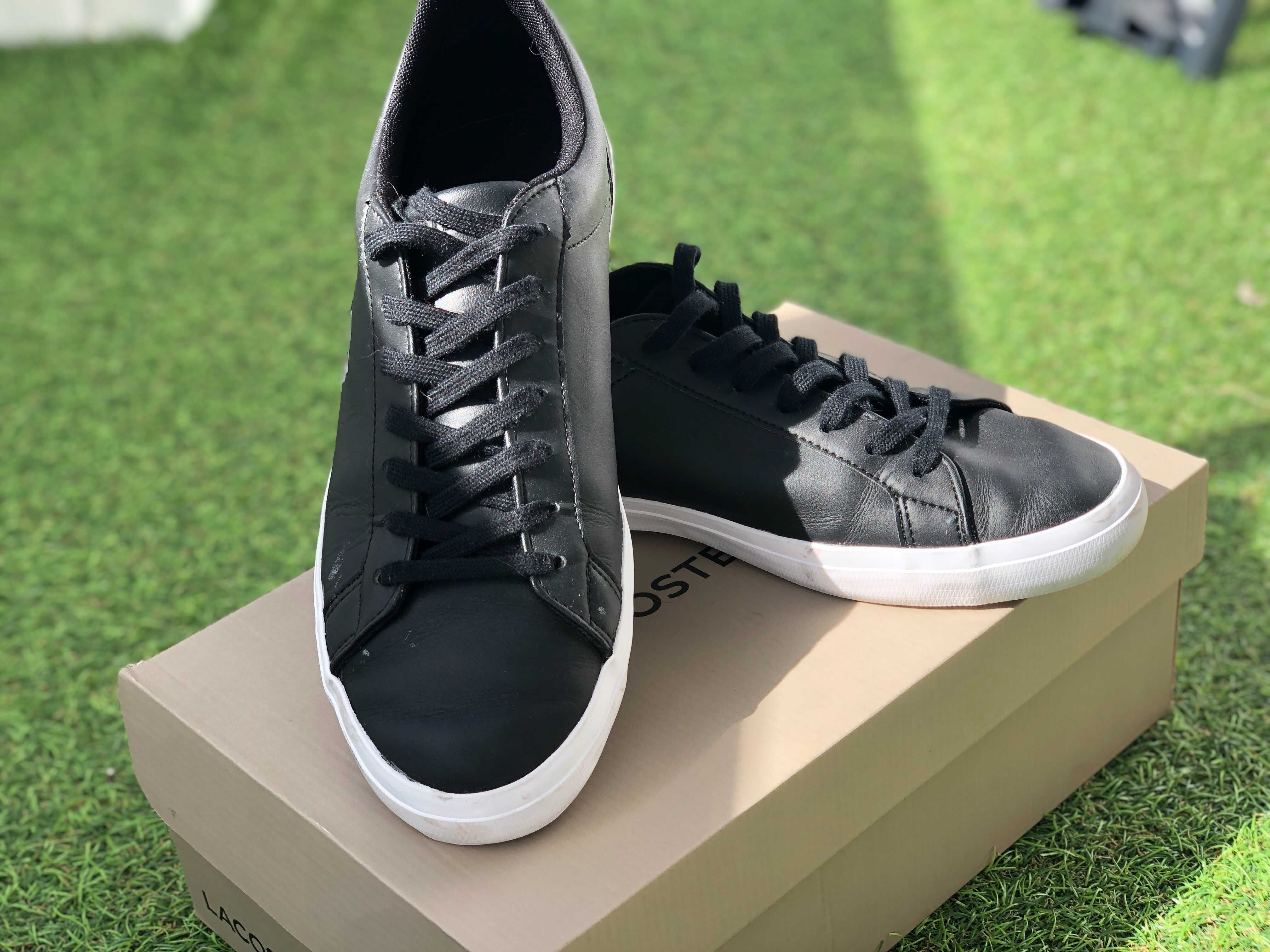 Buty skórzane męskie Lacoste czarne