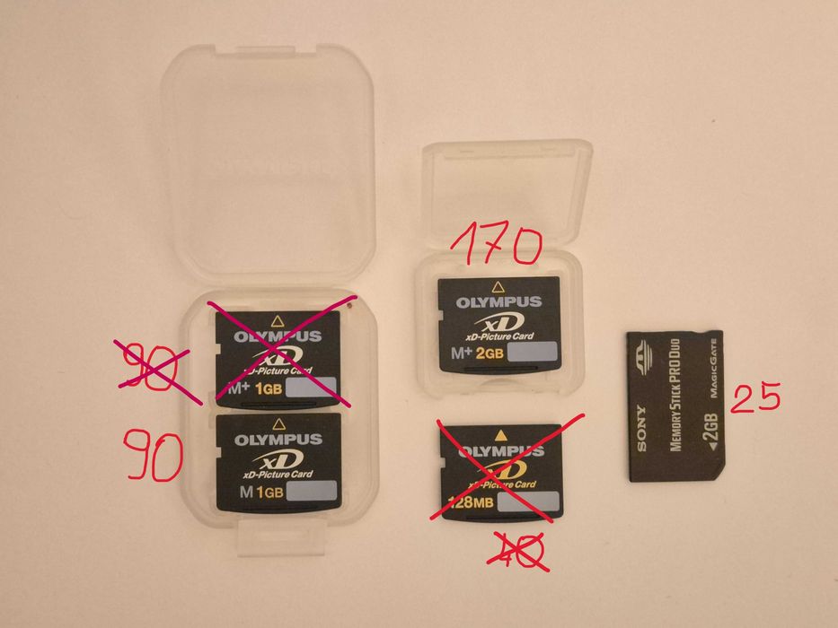 Karta pamięci Olympus XD | Sony memory stick pro duo