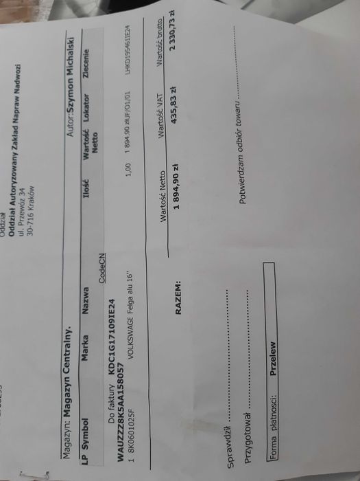 Nowa felga aluminiowa 16 cali oryginał