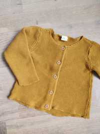 Musztardowy miodowy sweter kardigan H&M 80 9-12 miesięcy