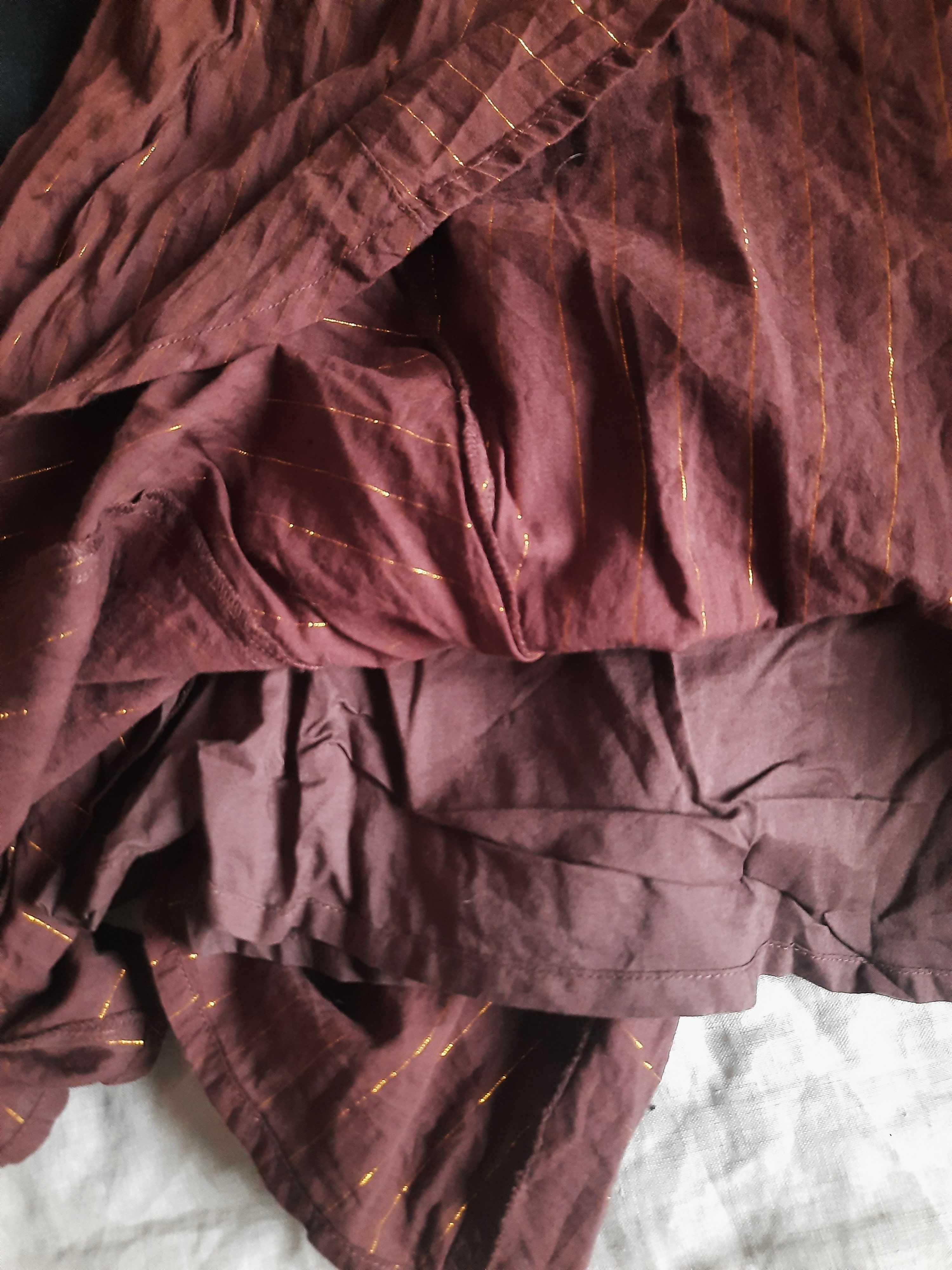 Spódnica Reserved, w paski, wiosenna, plisowana, rozmiar M, złota nić