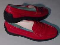 Markowe włoskie Tod's mokasyny damskie lakierki czerwone 37 1/2