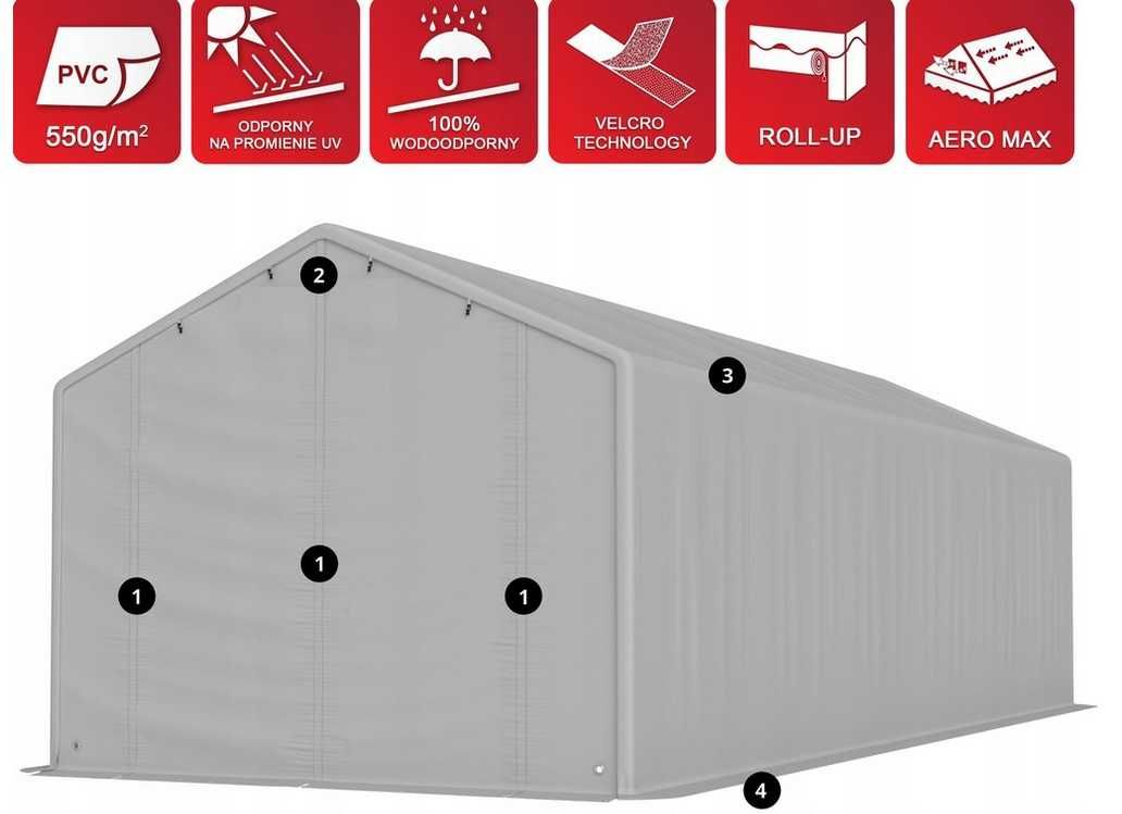 Namiot PRESTIGE PRIME 6x12-4m hala przemysłowa magazyn MOCNY PVC 550g