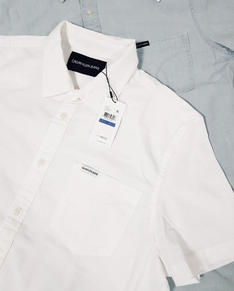 CALVIN KLEIN ОРИГІНАЛ. Сорочка рубашка біла джинсова блакитна L XL