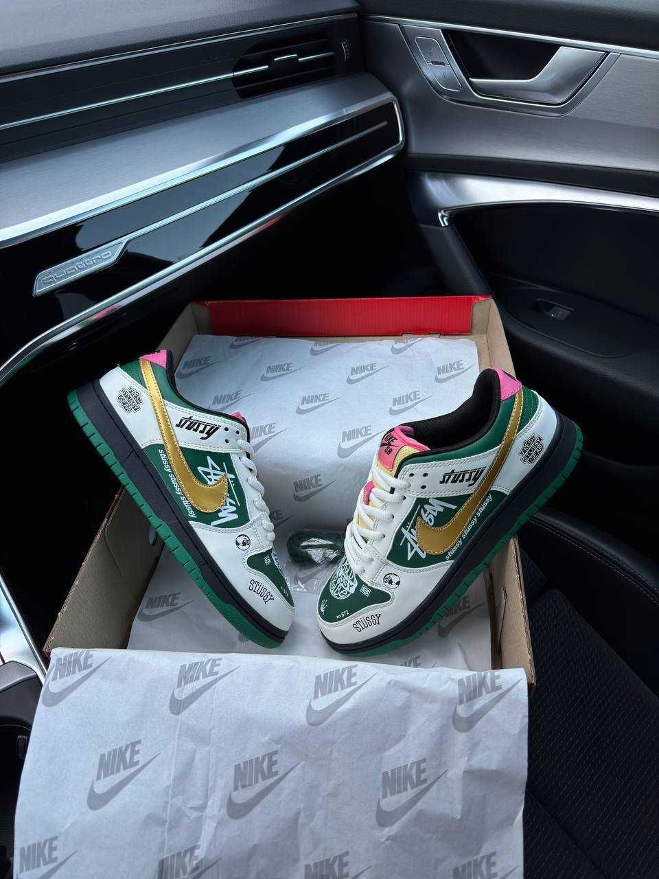 Чоловічі кросівки найк данк Nike SB Dunk Low x Stussy 572 Green Beige