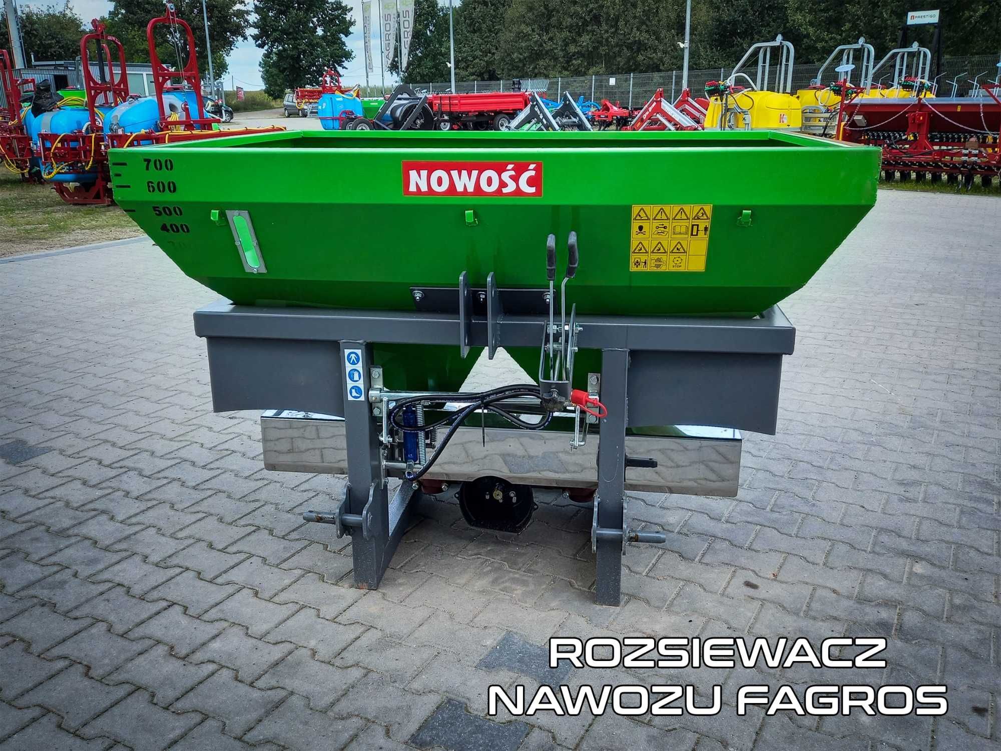 RATY Rozsiewacz nawozu dwutarczowy STRUMYK hydraulika plandeka DOSTAWA