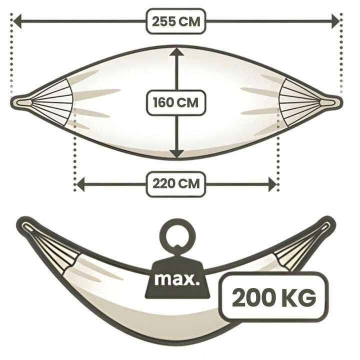 Hamak ogrodowy duży wiszący 300x160 mocny 240kg czerwony
