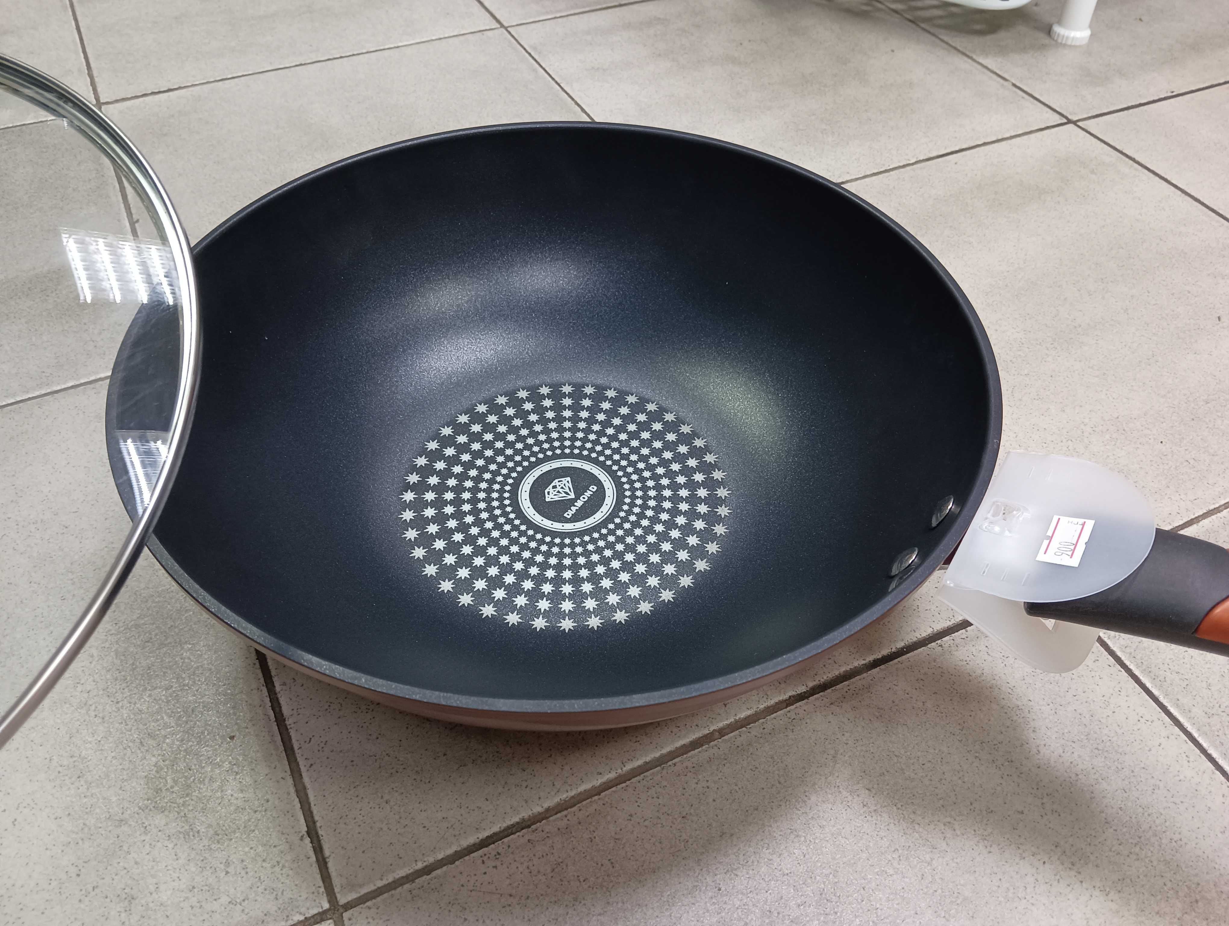 Вок сковорода wok пательня глубока кормление 32см діамантова алмазна