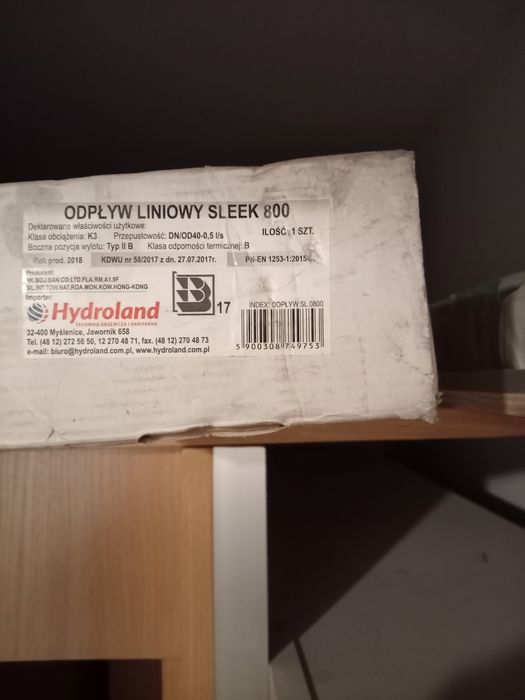 Odpływ liniowy Sleek 800mm HYDROLAND