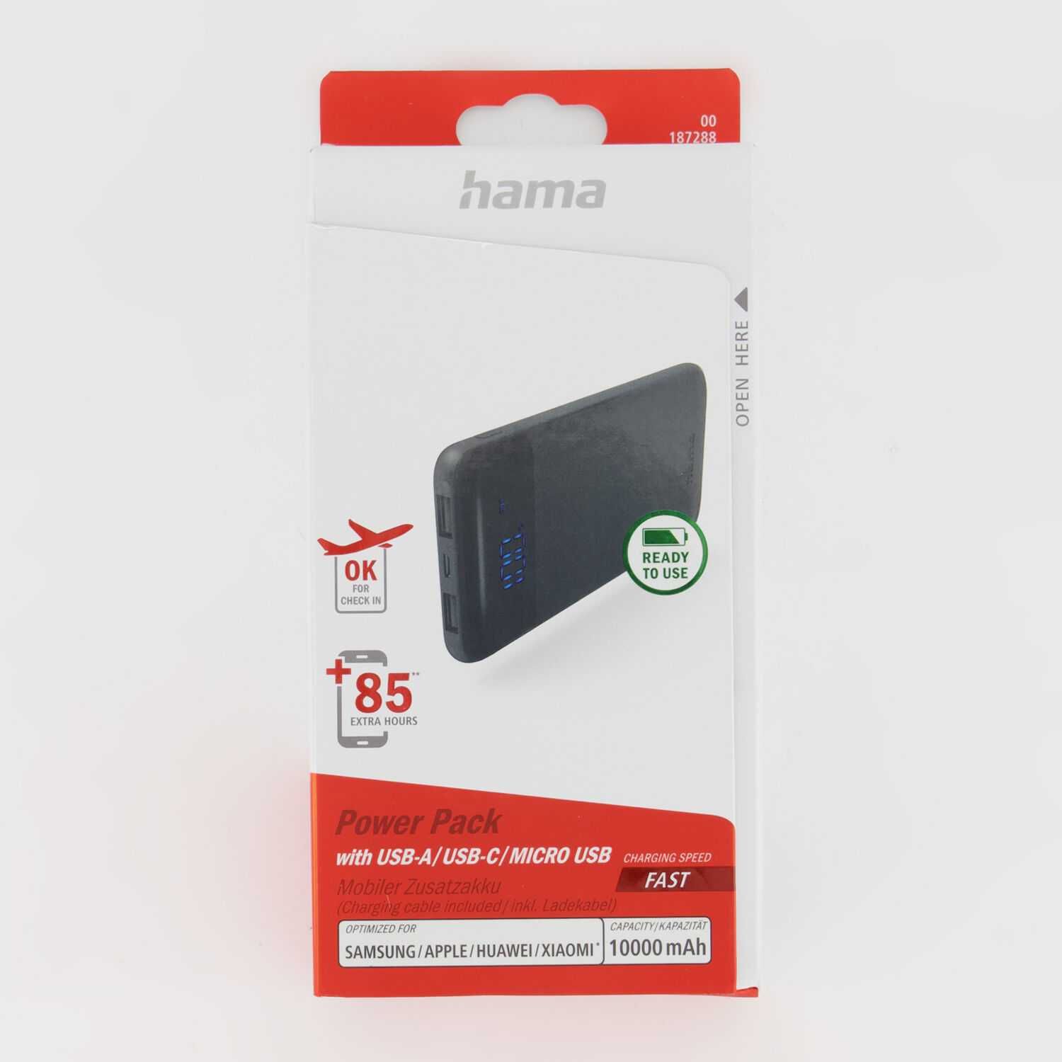 Павербанк Hama Power Pack LED10 10000 mAh • Новий • Гарантія Повербанк