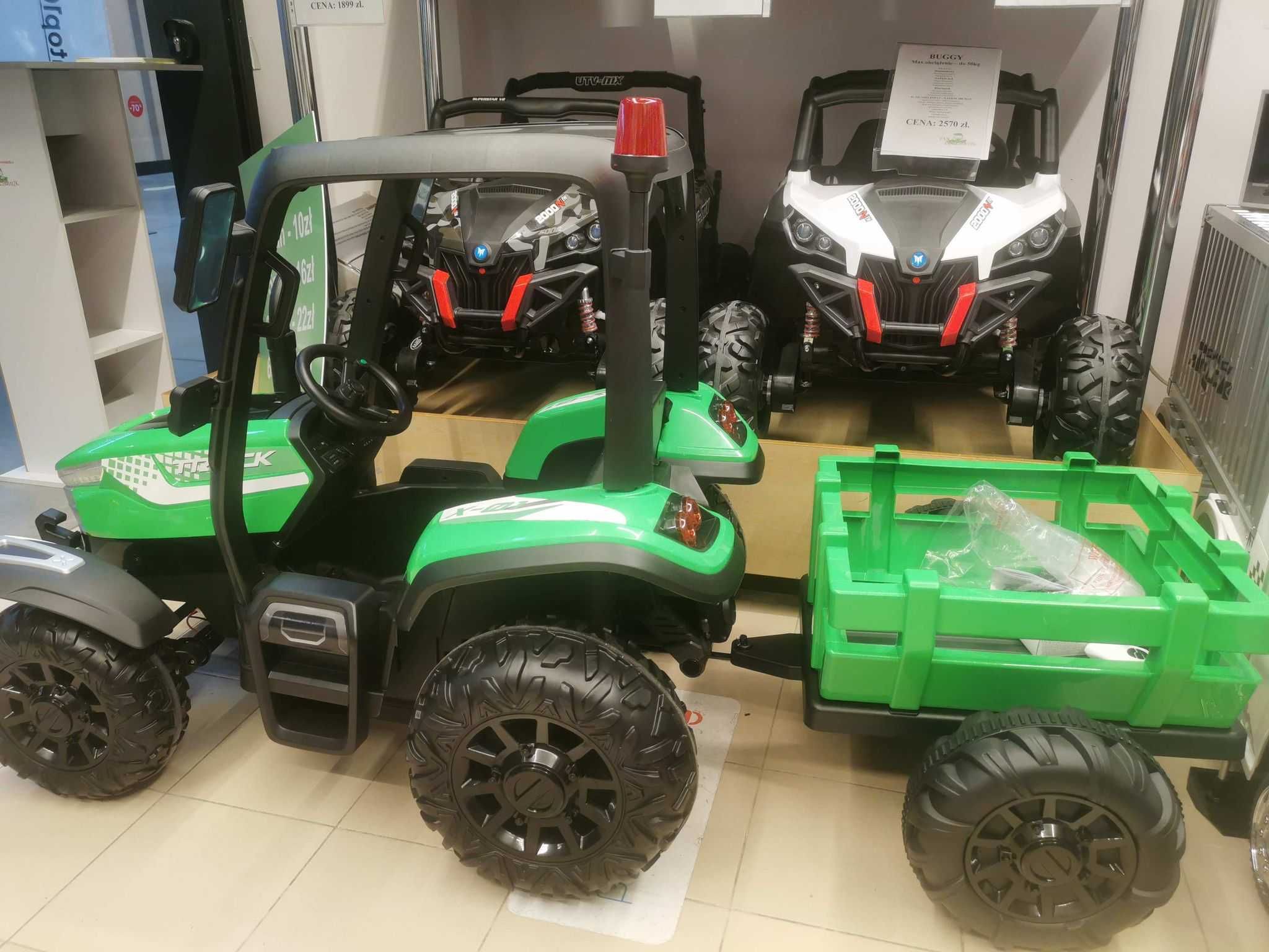 Duży traktor 4x45W z przyczepką auto autko pojazd samochód akumulator