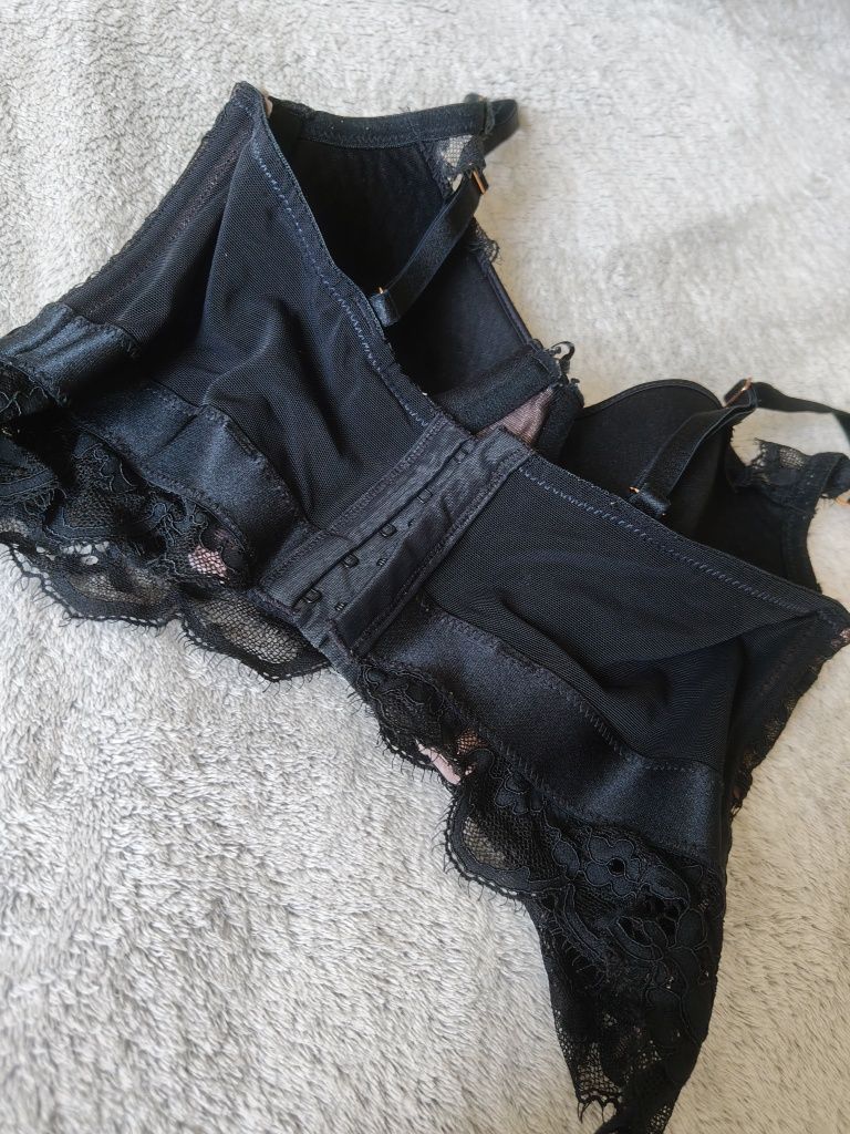Victoria's Secret seksowny czarne koronkowy biustonosz gorset 70B