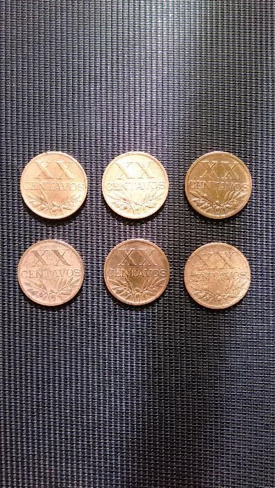 Lote de 111 moedas XX centavos 1942/1969.