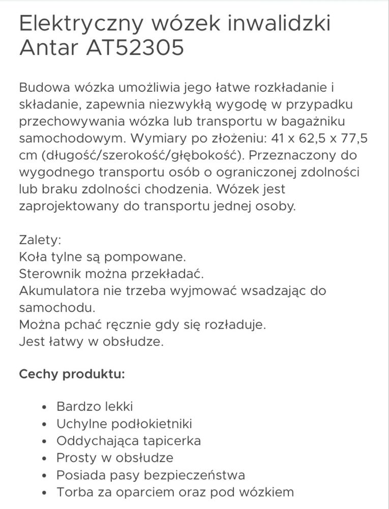 Elektryczny wozek inwalidzki