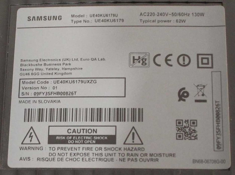 Розбита матриця 40" Samsung ue40ku6179. BN41-02528A, BN44-00806A