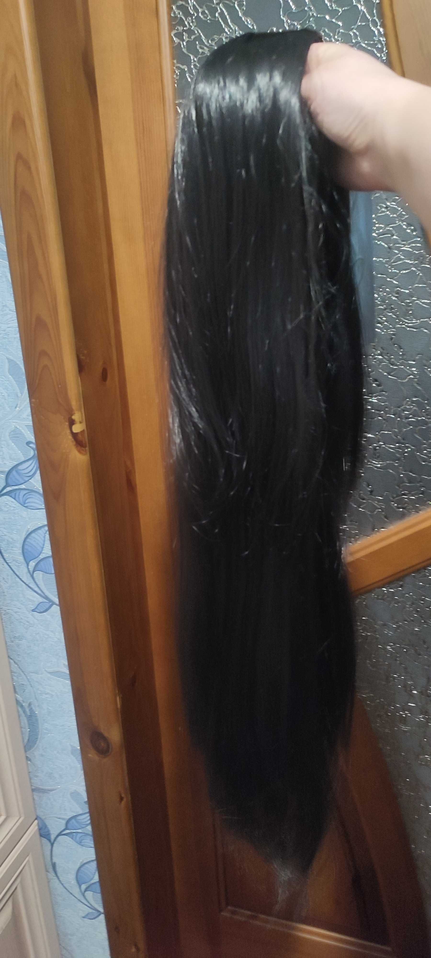 Перука штучна,довге чорне волосся