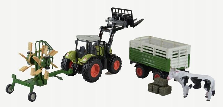Traktor Zdalnie Sterowany Przyczepa Zgrabiarka Maszyny 4w1 Zestaw Rc