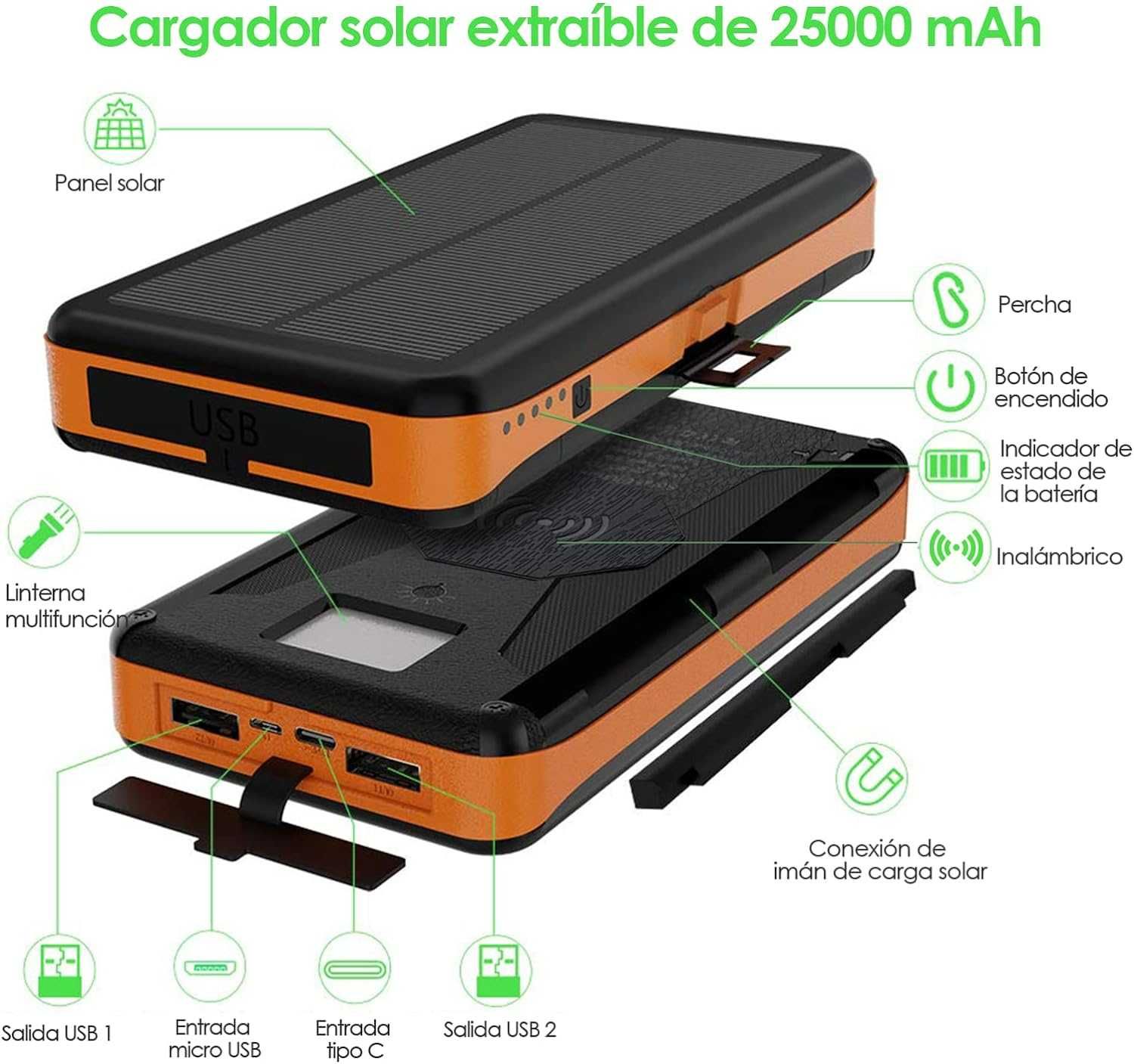 Сонячний зарядний пристрій X-Dragon Solar Power Bank 25000 mAh
